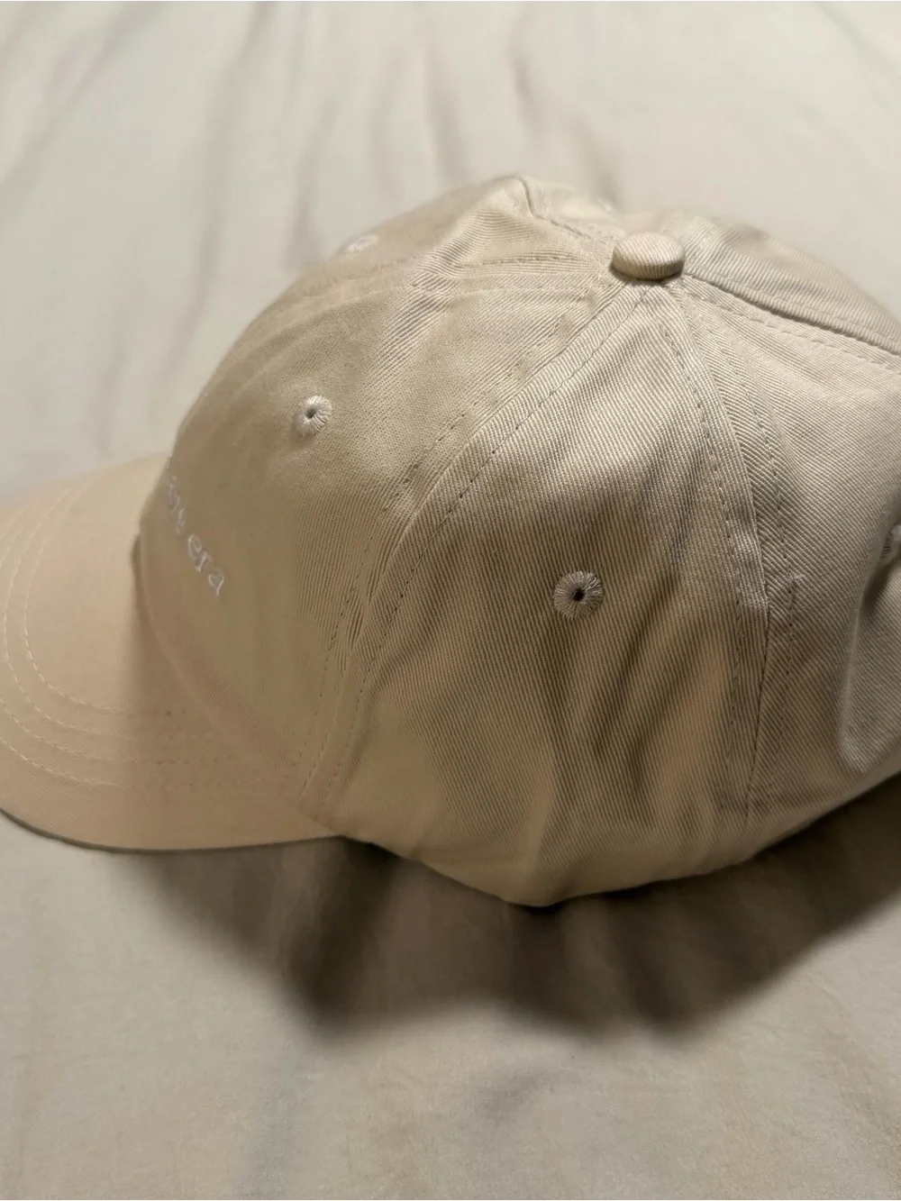 Beige Embroidered Baseball Cap - 